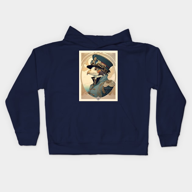 Anthropomorphic Victorian Puffin Pilot Kids Hoodie by entwithanaxe